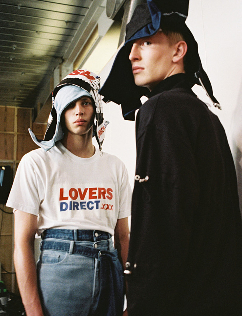 The 'Lovers Direct' T-shirt from Christopher Shannon’s SS17 collection lookbook