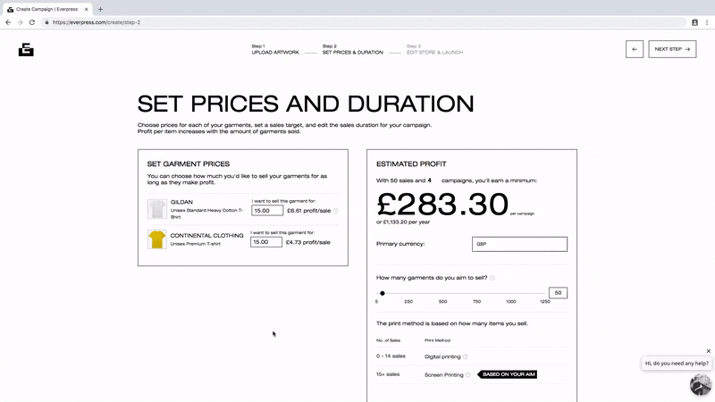 everpress prices and duration