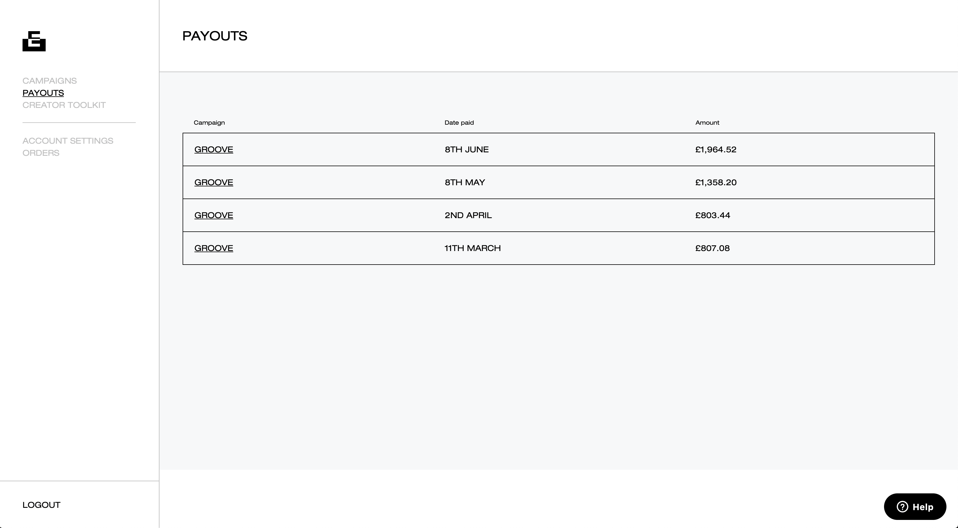 payout list view copy